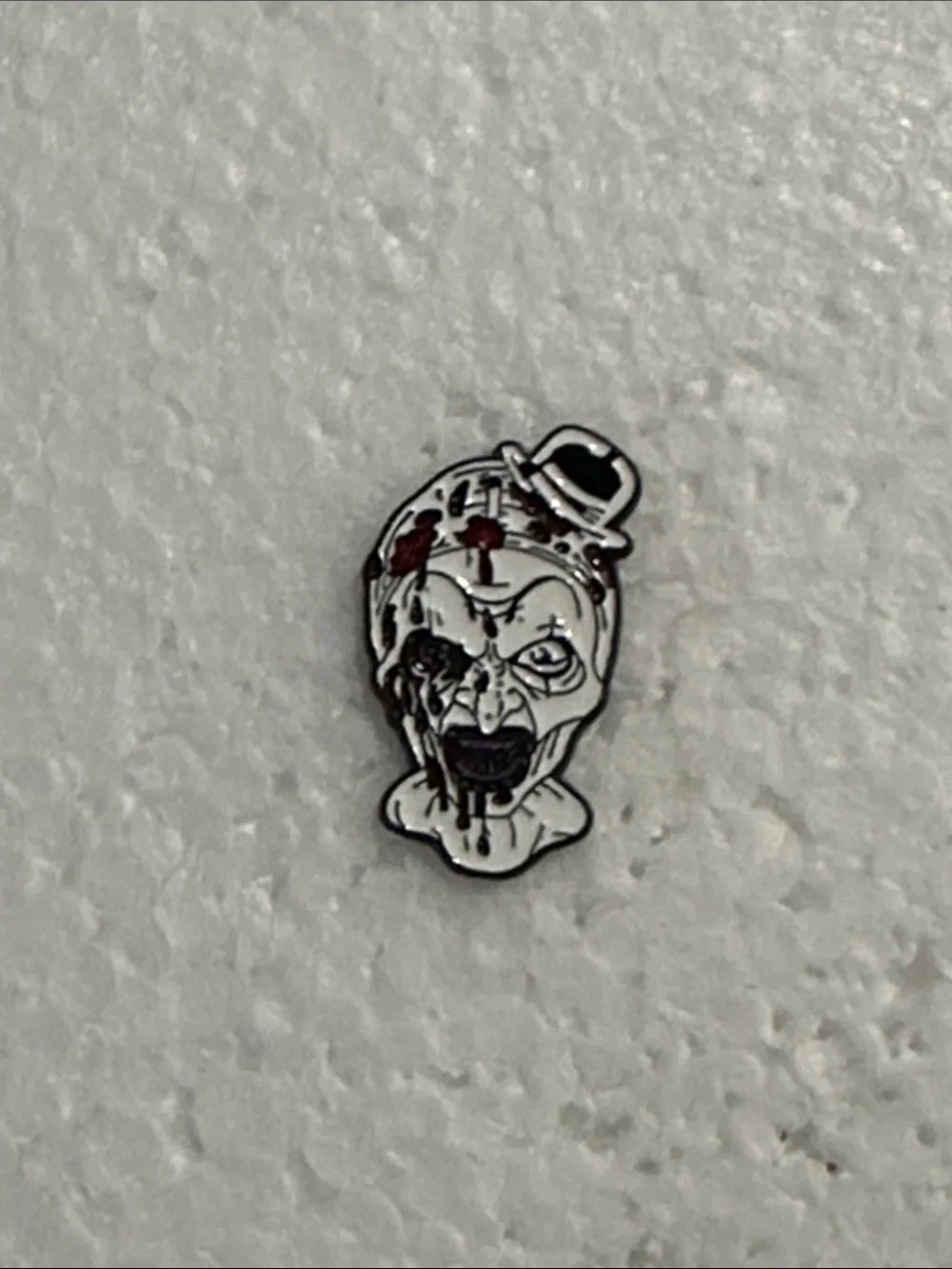 Art the Clown Enamel Lapel Pin - White & Black with Red Accents
